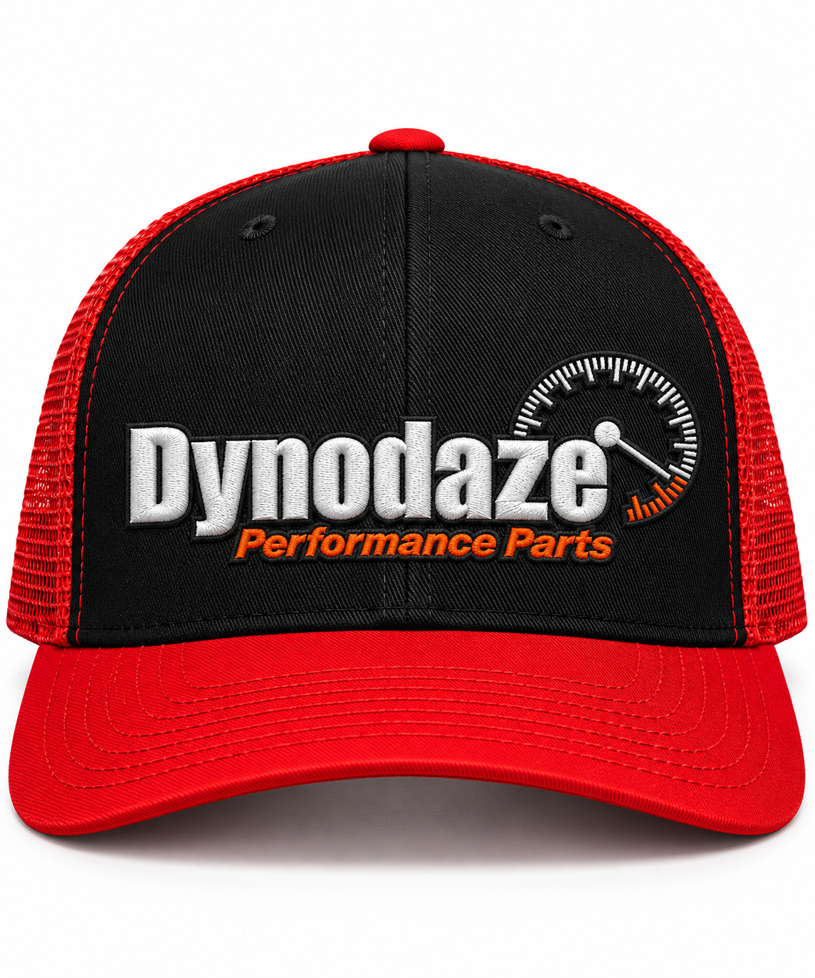 Dynodaze Performance Parts Black & Red Trucker Snapback Cap – Embroidered Logo